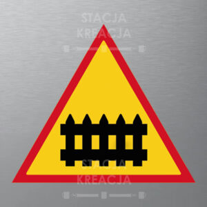 Znak drogowy Przejazd z zaporami, Znak A-9, Znak przejazd z zaporami, pociąg, ciuchcia, szlaban, przejazd kolejowy, znaki przejazdowe, magnesy na lodówkę znak drogowy, magnes na lodówkę znak przejazd z zaporami, stacja kreacja, magnesy na lodówkę