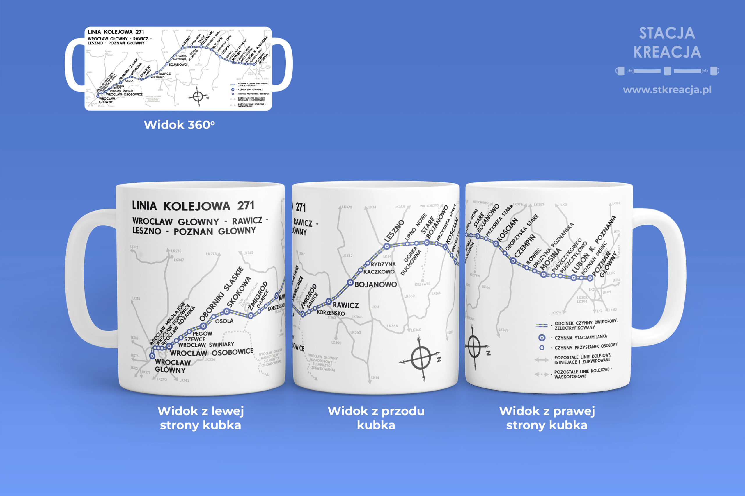 Linia kolejowa 271, Linia kolejowa nr 271, Linia 271, linia kolejowa 271 Wrocław Główny - Poznań Główny, Kubek 330ml z linią kolejową nr 271, kubek linia 271, kubek linia kolejowa 271 Wrocław Główny - Rawicz - Leszno - Poznań Główny, linia kolejowa 271 Wrocław Główny - Leszno - Poznań Główny, Poznań Główny, Luboń, Mosina, Puszczykówko, Kościan, Czempiń, Leszno, Rawicz, Stare Bojanowo, Bojanowo, Żmigród, Rozkład PKP, Pociąg, Pociąg towarowy, Pociąg osobowy, schemat linii kolejowej na kubku, gadżet PKP, schemat linii kolejowej na kubku, kolejowy upominek, gadżet, kolejowy, kolejarski kubek kolekcjonerski, prezent dla kolejarza, upominek dla kolejarza, gadżet dla kolejarza, prezent dla mikola, upominek dla mikola, gadżet dla mikola, kubek dla mikola, kubek dla kolejarza, kubek dla miłośnika kolei, prezent dla miłośnika kolei, upominek dla miłośnika kolei, prezent dla maszynisty, upominek dla maszynisty, kubek dla maszynisty, linia kolejowa normalnotorowa, koleje wielkopolskie, Koleje dolnośląskie