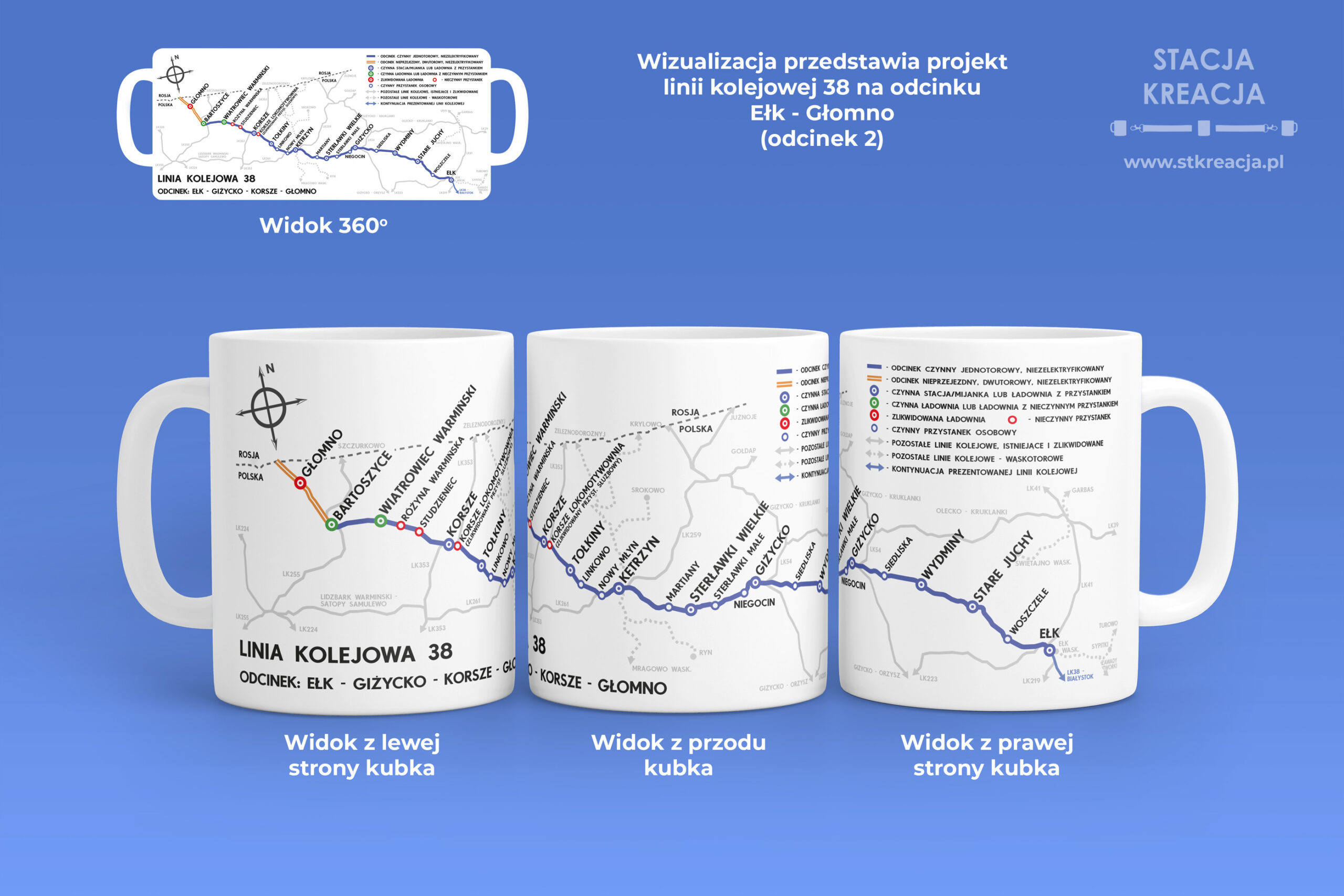 Linia kolejowa 38, Linia kolejowa nr 38, Linia 38, linia kolejowa 38 Ełk - Głomno, Kubek 330ml z linią kolejową nr 38, kubek linia 38, kubek linia kolejowa 38 Ełk - Giżycko - Korsze - Głomno, linia kolejowa 38 Ełk - Giżycko - Głomno, Ełk, Giżycko, Korsze, Bartoszyce, Głomno, Rozkład PKP, Pociąg, Pociąg towarowy, Pociąg osobowy, schemat linii kolejowej na kubku, gadżet PKP, schemat linii kolejowej na kubku, kolejowy upominek, gadżet, kolejowy, kolejarski kubek kolekcjonerski, prezent dla kolejarza, upominek dla kolejarza, gadżet dla kolejarza, prezent dla mikola, upominek dla mikola, gadżet dla mikola, kubek dla mikola, kubek dla kolejarza, kubek dla miłośnika kolei, prezent dla miłośnika kolei, upominek dla miłośnika kolei, prezent dla maszynisty, upominek dla maszynisty, kubek dla maszynisty, linia kolejowa normalnotorowa, Przewozy Regionalne, Warmińsko Mazurskie, Podlaskie