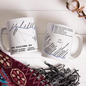 Kubek linia kolejowa 276, Linia kolejowa 276, Linia kolejowa nr 276, Linia kolejowa 276 Wrocław Główny - Międzylesie, Kubek 330ml z linią kolejową 276, kubek linia 276, kubek linia kolejowa 276 Wrocław Główny - Strzelin - Kamieniec Ząbkowicki - Kłodzko - Międzylesie - Lichkov,, linia kolejowa okolice Wrocławia, Kłodzka, Kamieńca, Rozkład PKP, Pociąg, Pociąg towarowy, Pociąg osobowy, schemat linii kolejowej na kubku, gadżet PKP, schemat linii kolejowej na kubku, upominek dla maszynisty, kubek dla maszynisty, linia kolejowa normalnotorowa, linia kolejowa dolnośląskie, linia kolejowa ziemia kłodzka, Koleje Dolnośląskie, DSDiK