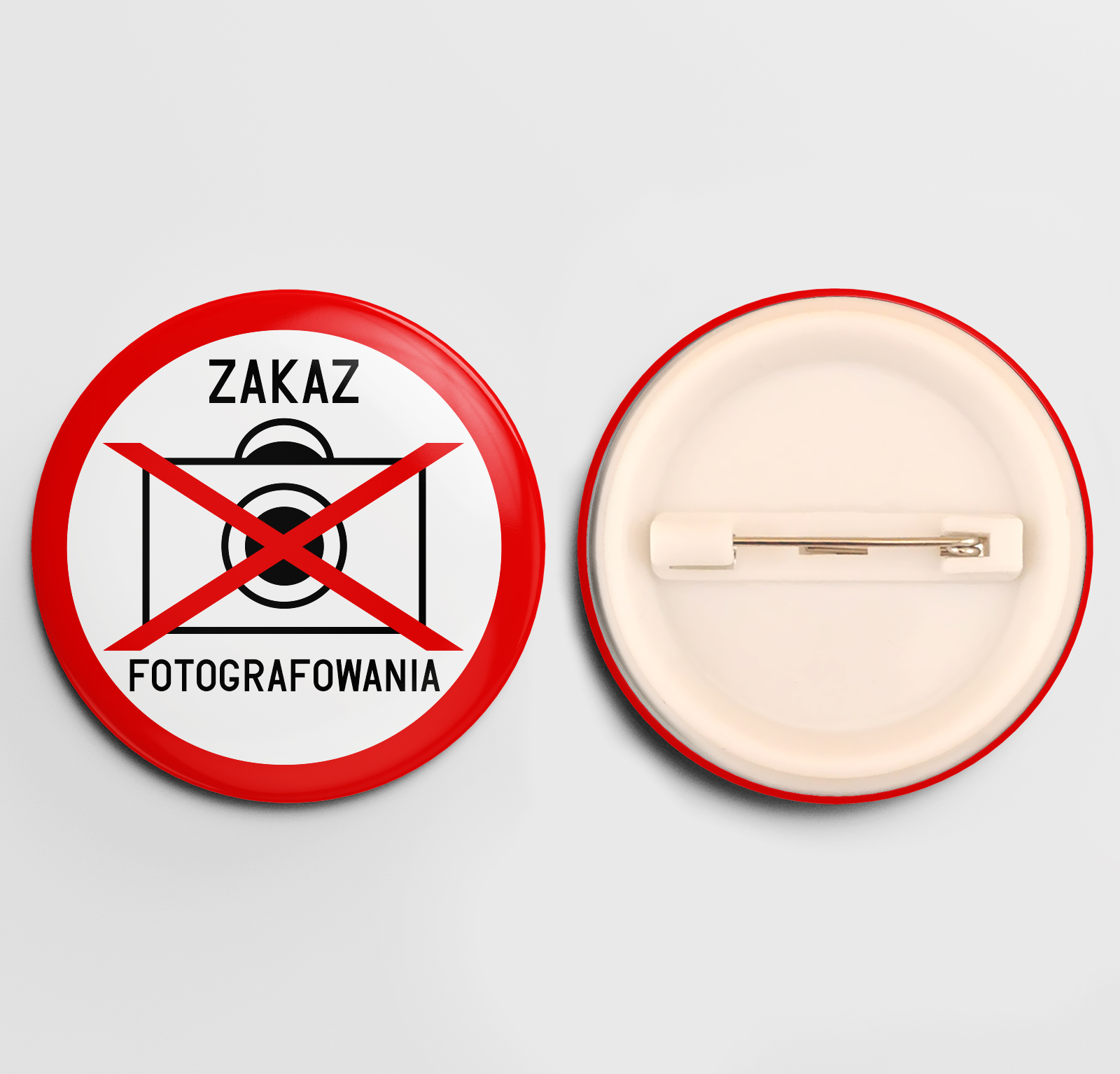 przypinka Zakaz Fotografowania, przypinka kolejowa, przypinka kolejarska, przypinka dla kolejarza, przypinka PKP, button kolejowy, button kolejarski, button dla kolejarza, button PKP, pin kolejowy, pin kolejarski, pin dla kolejarza, pin PKP, Zakaz fotografowania przypinka